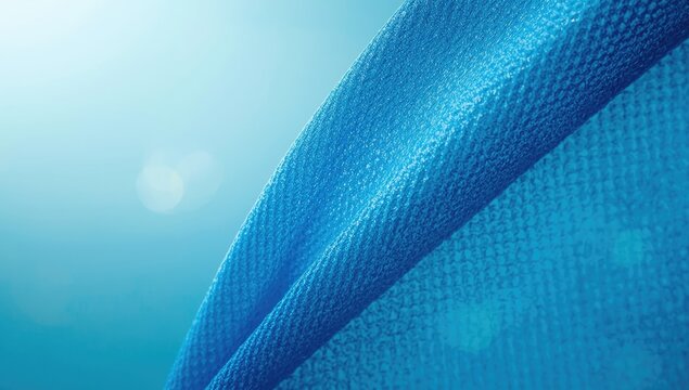 Blue mesh material applied as a sports background for layout and pattern testing, focusing on fabric texture in athletic settings