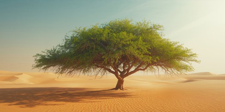 Ghaf trees, also called Prosopis cineraria, stabilize desert sands in arid landscapes to combat erosion, Earth Day