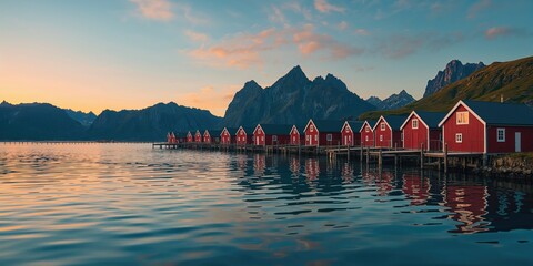 Lofoten rorbu houses on rugged shoreline, highlighting architectural maintenance for coastal environments