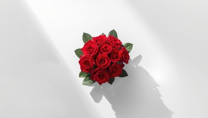 Red rose flowers on white background arranged for floral design and celebration themes, birthday or wedding