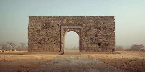 Ancient stone wall from the eighth century with detailed textures serving as a historical backdrop in architectural studies