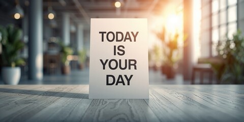 Electronic display board with Today is your day text, suitable for layout or UI backdrop