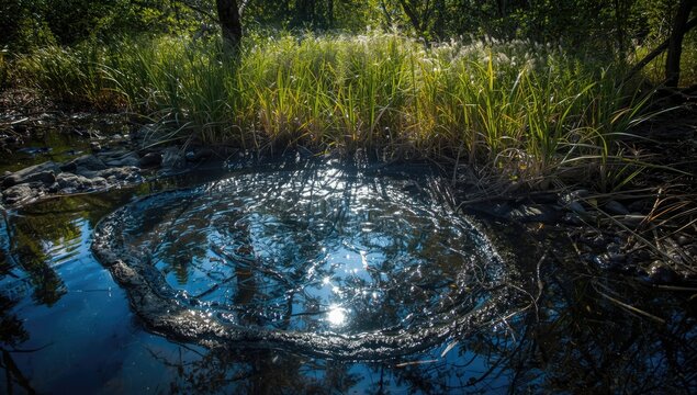 Swamp with tar deposits, environmental preservation and habitat stability
