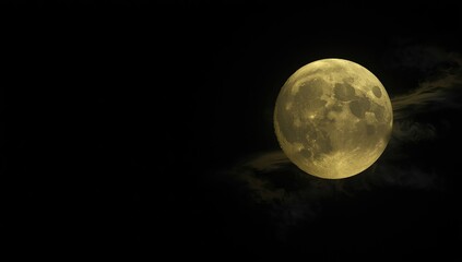 Obraz premium Lunar surface with yellow hue, used as a background for space science presentations, celestial navigation focus