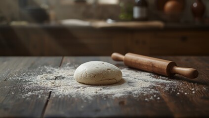 Raw dough ball on a floured surface, highlighting bakery ingredients and handling techniques, World Baking Day
