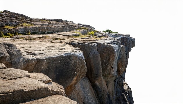 rocky cliff edge with textured surface isolated on transparent cutout background