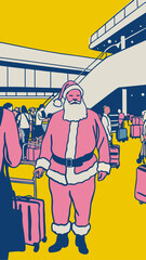 Santa Claus at Modern Airport Terminal