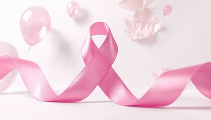 Pink ribbon symbolizing breast cancer awareness used in health campaigns and fundraising efforts