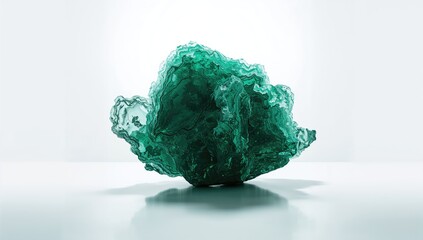 Deep green crystal mineral stone with velvet-like surface and intricate structure, macro shot for geological study