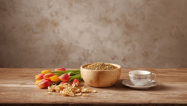 Kurt dry cheese, Kazakh national delicacy for Nauryz celebration, arranged on whitewood surface