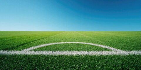 Obraz premium Soccer field with well-marked boundary lines and lush turf, ideal for team practice activities