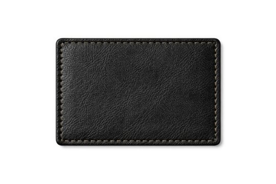 Isolated black leather patch on a clean white background with clipping path