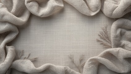 Gray linen fabric with burlap weave texture serving as a UI backdrop for layout or editorial purposes, World Linen Day