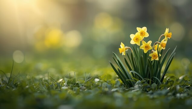Mini yellow daffodils blooming in spring, suitable for garden planting