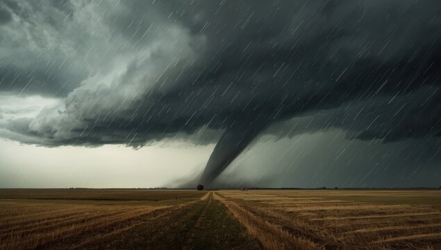 Storm clouds with a tornado formation, illustrating severe weather, Earth Day