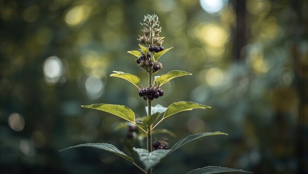 Detailed view of American pokeweed plant focusing on its poisonous herbaceous features for plant identification