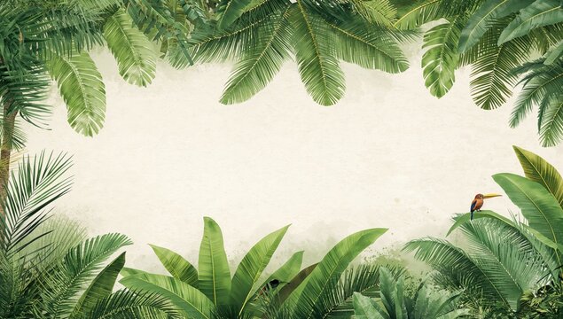 Tropical palm trees forming a continuous border as a backdrop for editorial headers or UI elements, Earth Day