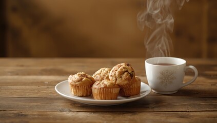 Plate of muffins paired with Darjeeling tea, emphasizing a nutritious dessert or meal option