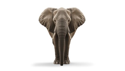 Obraz premium Wildlife conservation focus on an isolated African elephant against plain white backdrop
