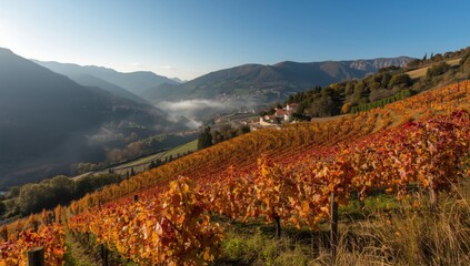 River valley with expansive vineyards, landscape preservation and sustainable farming practices
