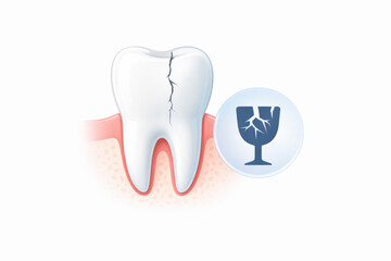 A Detailed Illustration of a Cracked Tooth Highlighting Damage and Potential Dental Issues in Oral Health Care for Patients and Practitioners