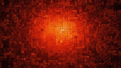 Abstract fiery pattern featuring geometric blocks and pixel effects, ideal for digital interface backgrounds, bright and bold