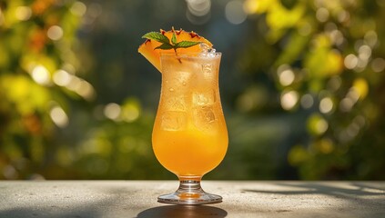 Chilled citrus-infused cocktail with ice cubes, beverage presentation for hot season refreshment, World Beverage Day
