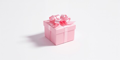 Fototapeta premium Pink gift box on white background, designed for retail packaging or holiday gift display