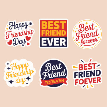 Colorful friendship stickers with playful typography celebrate best friends love bonding positivity joy and cheerful relationship messages