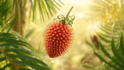 Rambutan, tropical fruit with spiny exterior, suitable for dietary fiber analysis