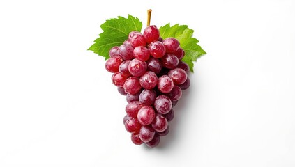 Red grape cluster isolated on a white background, suitable for nutrition education materials