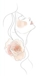 Elegant woman with a soft rose in a serene illustration capturing beauty and grace