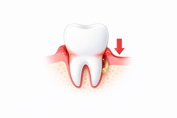 Illustration of a Tooth with Gum Disease Indicating Infection and Inflammation Around the Root Area Affecting Dental Health