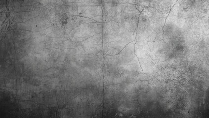 Fototapeta premium Old concrete wall surface with a gray color palette featuring scratches, cracks, dust, and roughness, ideal for background use in graphic design