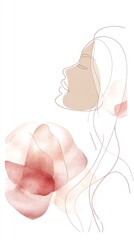 Soft elegance captured in the serene blend of a woman's silhouette and delicate blossoms in soothing pastels