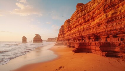 Gale beach's sandstone cliffs in Comporta, Portugal, focusing on coastal erosion and geological formations