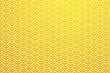 青海波の背景素材。伝統的な和柄の金色テクスチャ。