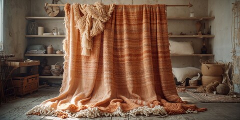 Wool and cotton textile with fine weave, ideal for interior design or upholstery projects