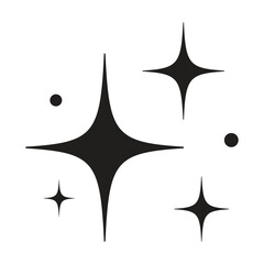 Twinkle black sparkling stars on white background 