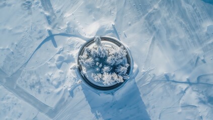 Aerial view of snowy peaks with forested slopes and a winding road, highlighting seasonal accessibility in mountain regions