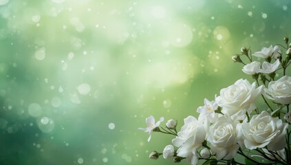 Artificial white flowers placed on a flat surface serving as a background for editorial headers or visual layouts