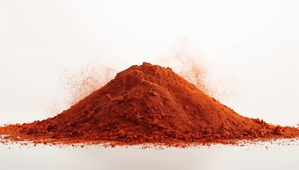 Pile of Red soil material isolated on a white backdrop for construction or artistic purposes, Earth Day