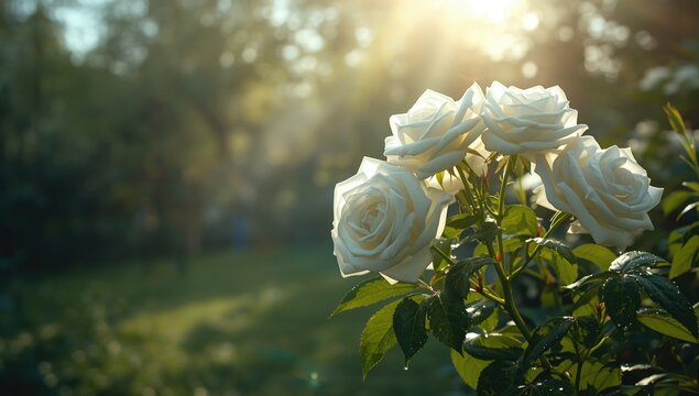 Cluster of white roses used as a decorative floral arrangement