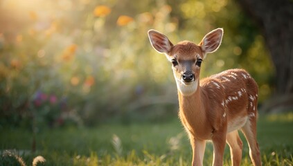 Fawn resting in a park environment, highlighting natural habitat preservation
