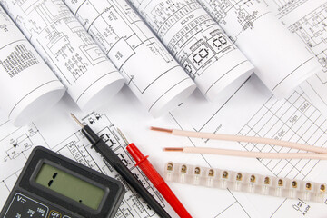 electrical engineering drawings, wire, terminal and digital mult