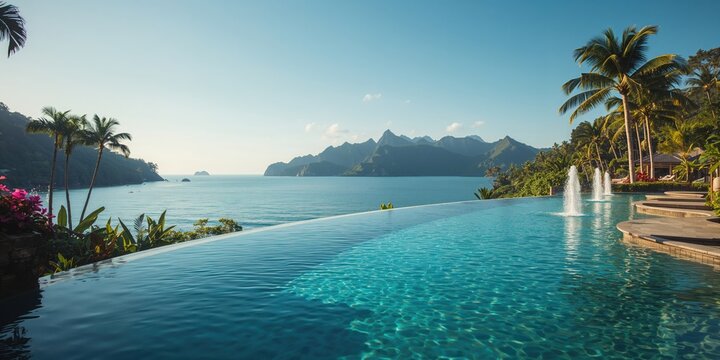 Swimming pool at a Bali hotel in Indonesia, serving as a recreational area for guests, International Day of Peace - Powered by Adobe