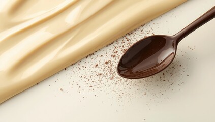 Chocolate chunks with glossy surface on a neutral background, highlighting refined sugar load, World Chocolate Day