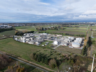 Obraz premium Drone view of waste water treament