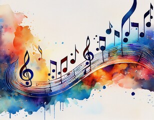 watercolor music notes abstract