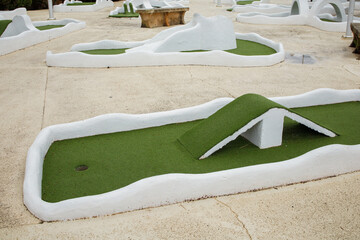 Miniature golf playground close up